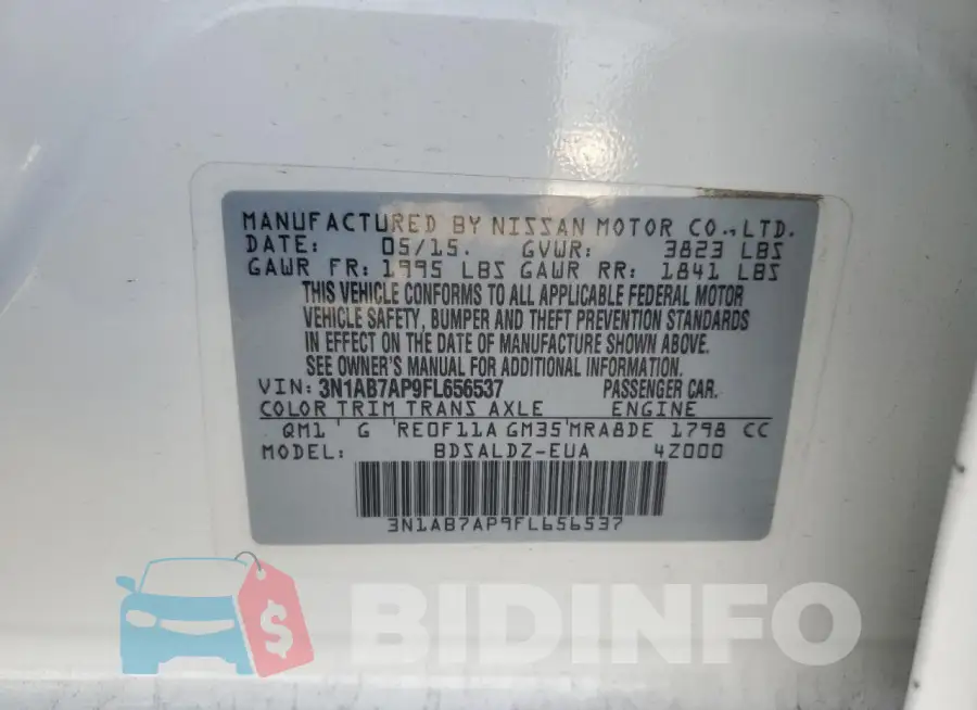 3N1AB7AP9FL656537 Photo# 12