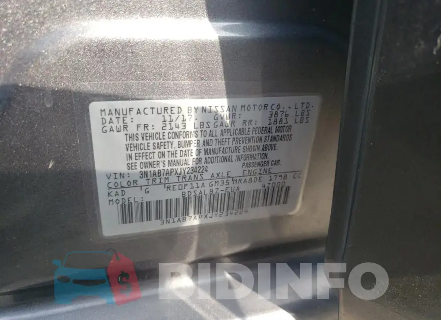 3N1AB7APXJY234224 Photo# 13