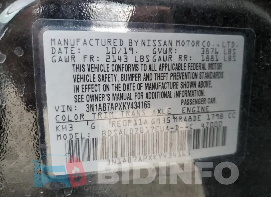 3N1AB7APXKY434165 Photo# 12