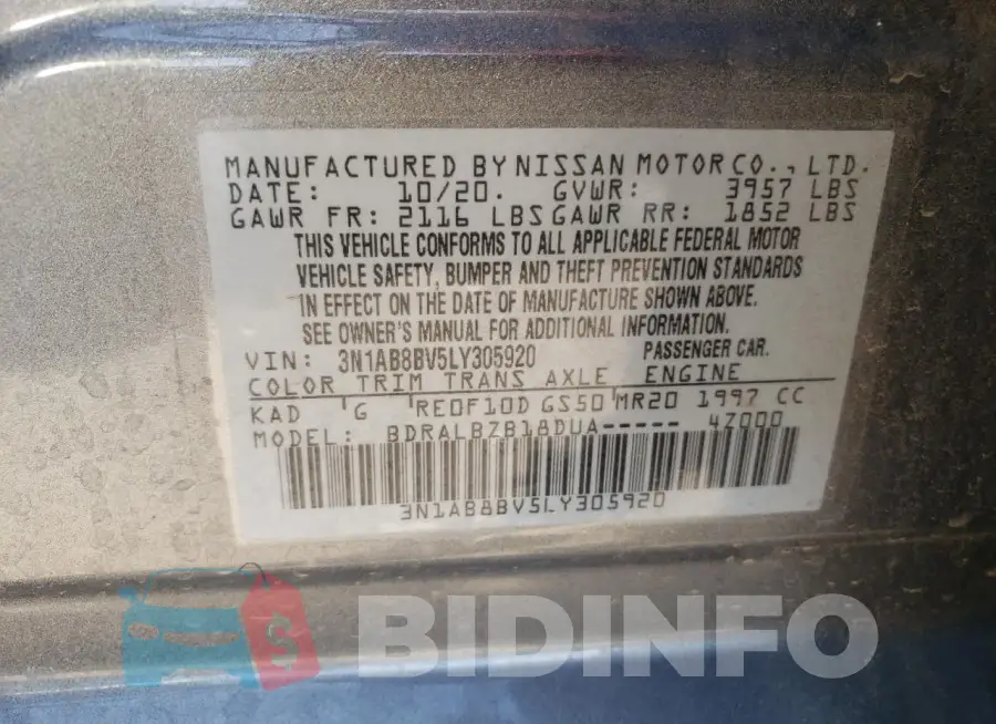 3N1AB8BV5LY305920 Photo# 12
