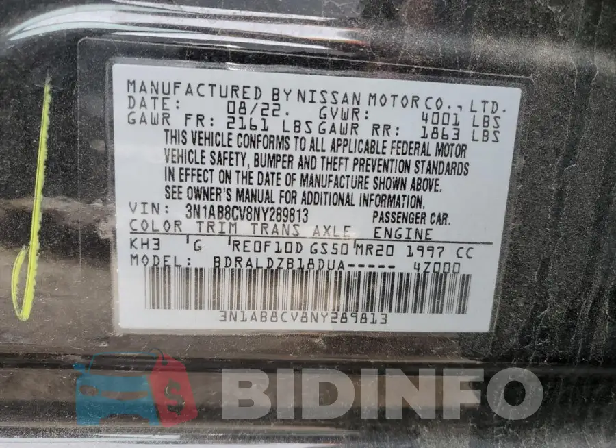 3N1AB8CV8NY289813 Photo# 12