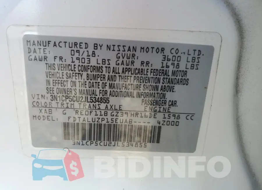 3N1CP5CU2JL534855 Photo# 12