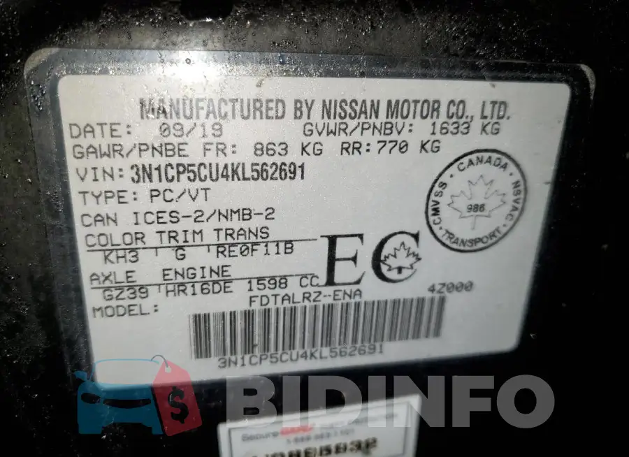 3N1CP5CU4KL562691 Photo# 13