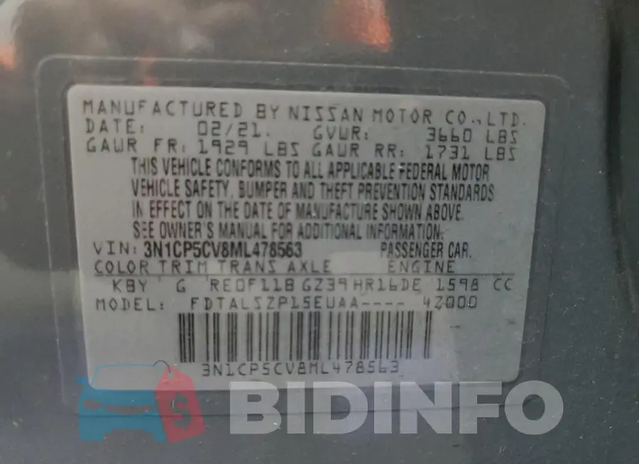 3N1CP5CV8ML478563 Photo# 13