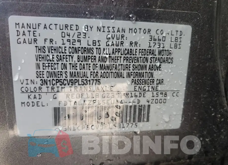 3N1CP5CV9PL531775 Photo# 12