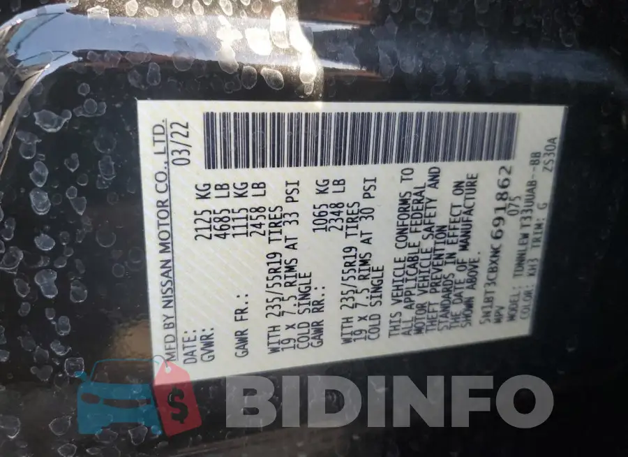5N1BT3CBXNC691862 Photo# 14