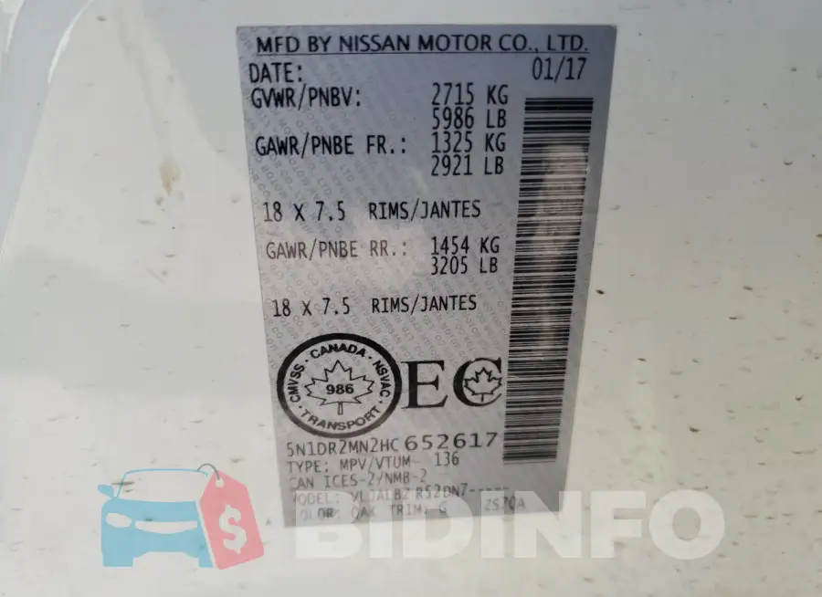 5N1DR2MN2HC652617 Photo# 13