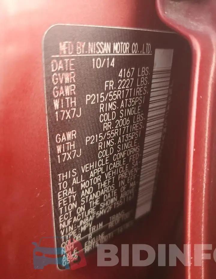 JN8AF5MV2FT551161 Photo# 13