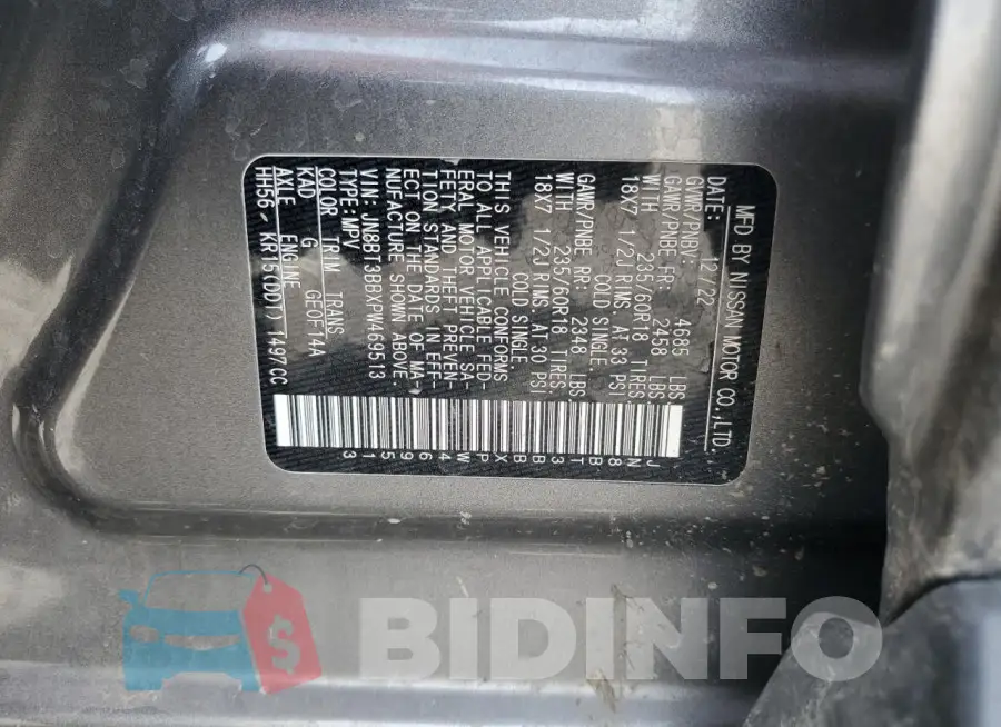 JN8BT3BBXPW469513 Photo# 13