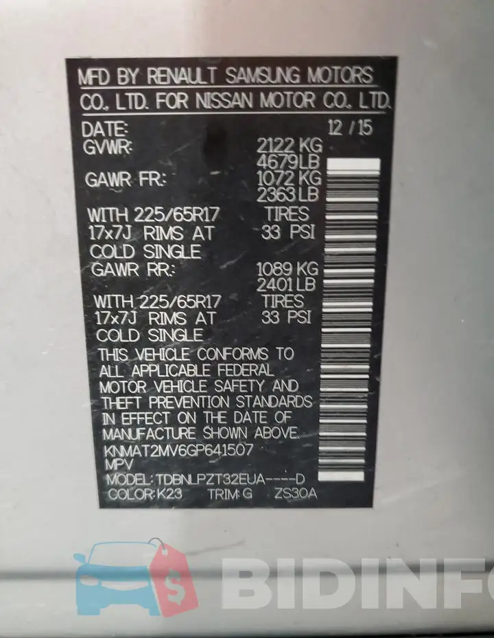 KNMAT2MV6GP641507 Photo# 12
