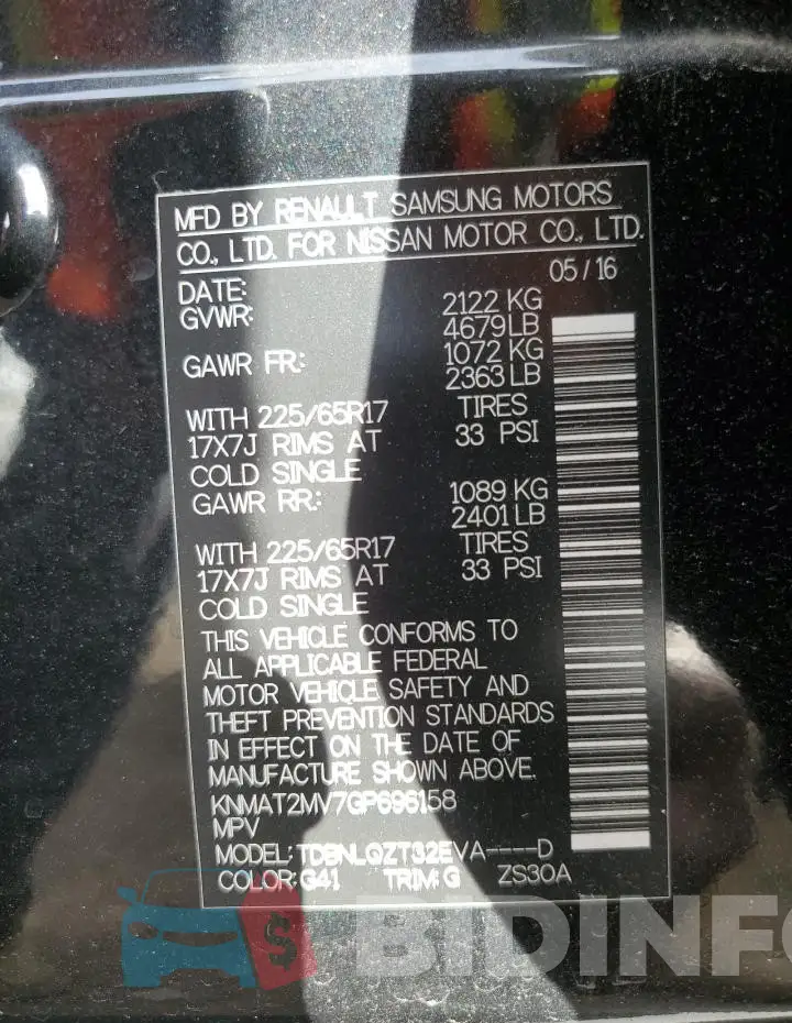KNMAT2MV7GP696158 Photo# 13