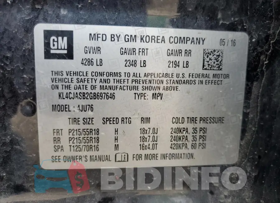KL4CJASB2GB697646 Photo# 14
