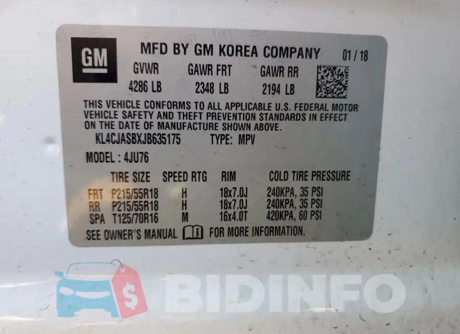 KL4CJASBXJB635175 Photo# 14