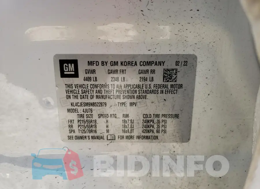 KL4CJESM9NB522879 Photo# 14