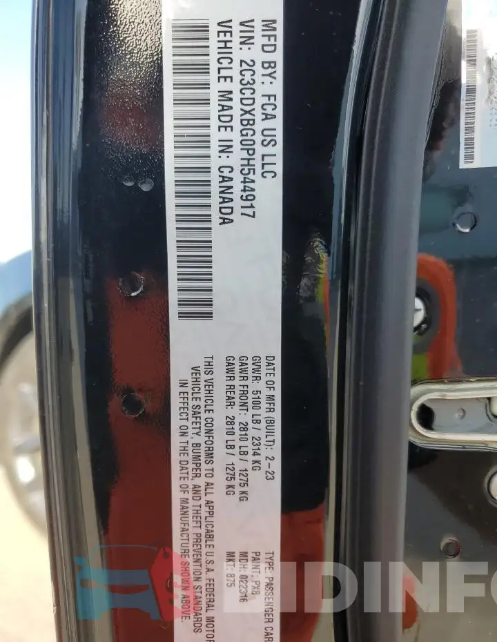 2C3CDXBG0PH544917 Photo# 12