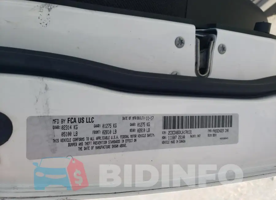 2C3CDXBGXJH170131 Photo# 12