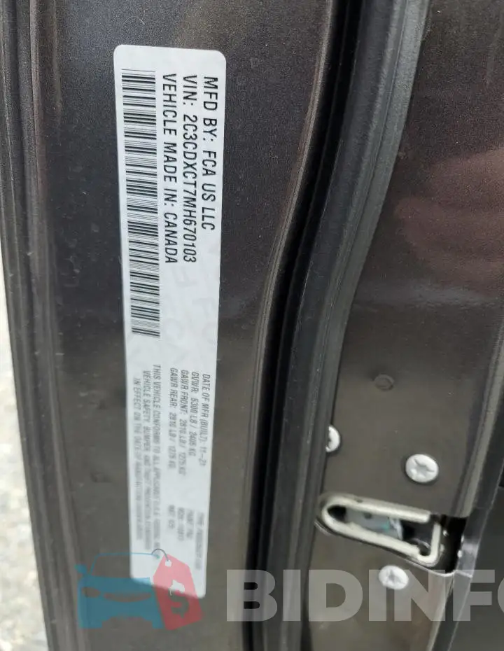 2C3CDXCT7MH670103 Photo# 13