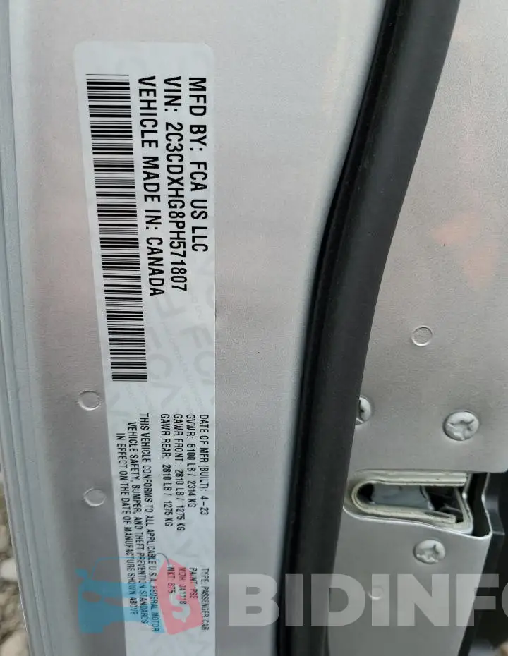 2C3CDXHG8PH571807 Photo# 12