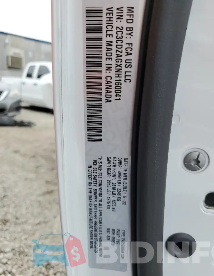 2C3CDZAGXNH160041 Photo# 13