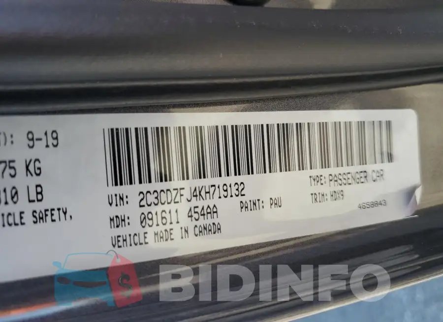 2C3CDZFJ4KH719132 Photo# 12