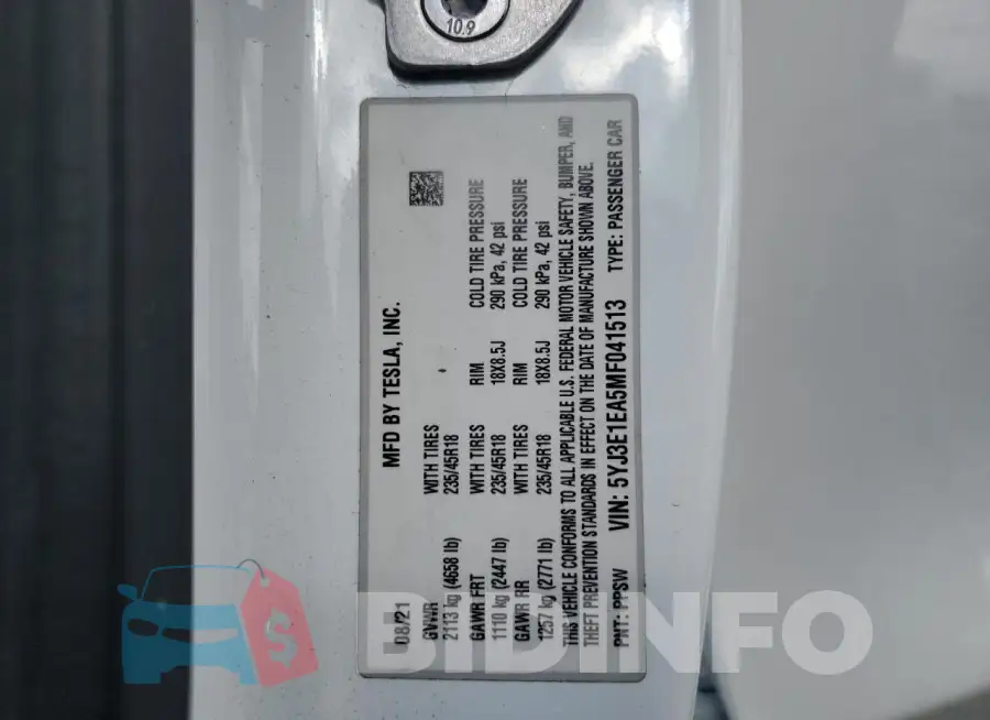 5YJ3E1EA5MF041513 Photo# 12