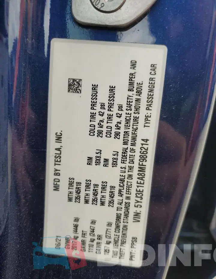 5YJ3E1EA8MF986214 Photo# 12