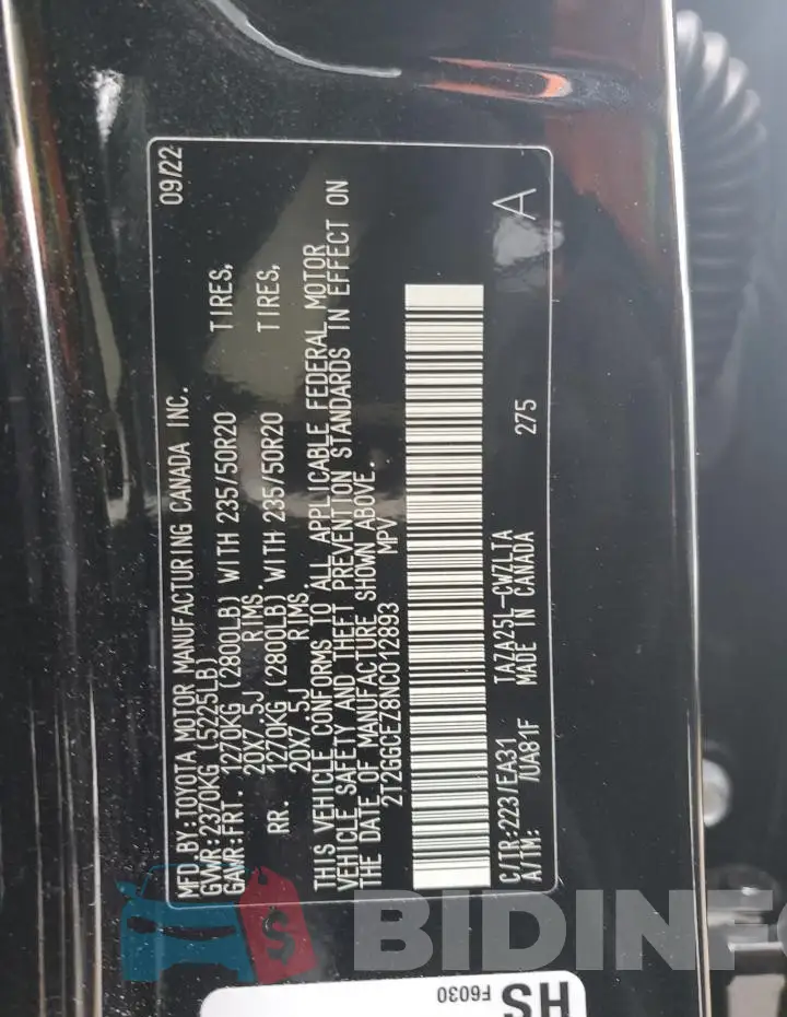2T2GGCEZ8NC012893 Photo# 14