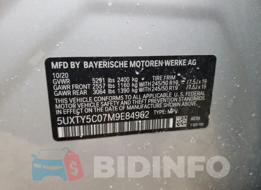 5UXTY5C07M9E84962 Photo# 12