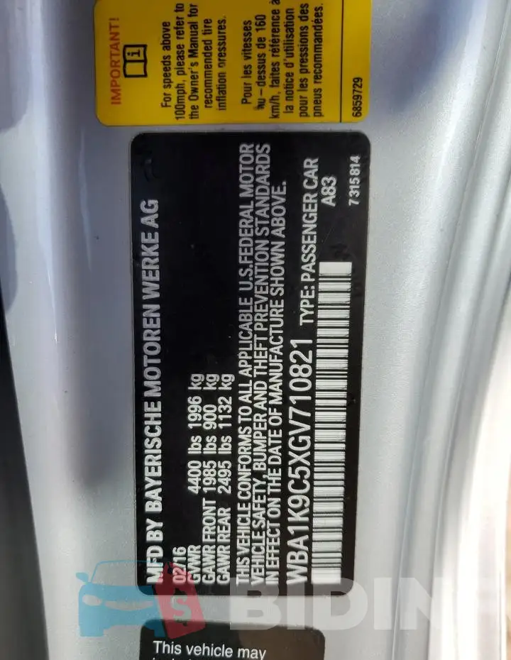 WBA1K9C5XGV710821 Photo# 12