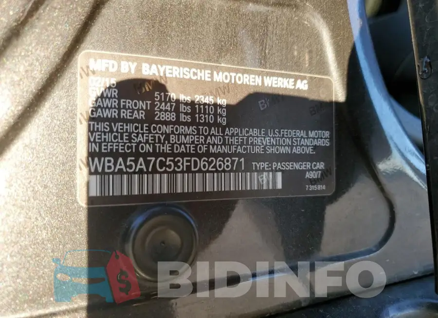 WBA5A7C53FD626871 Photo# 12