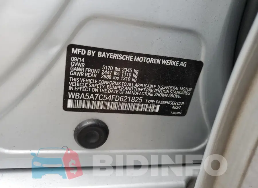 WBA5A7C54FD621825 Photo# 12