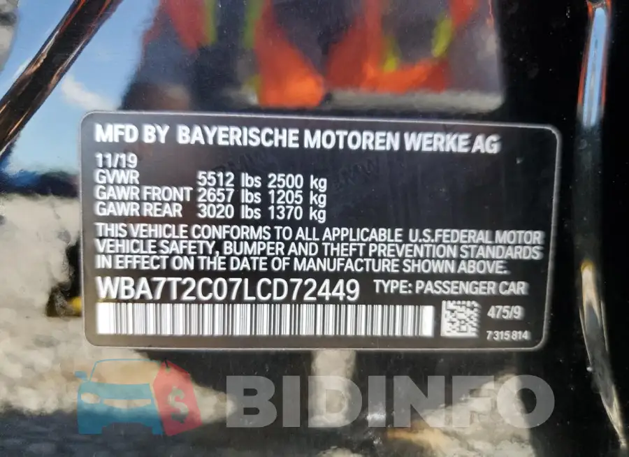 WBA7T2C07LCD72449 Photo# 12