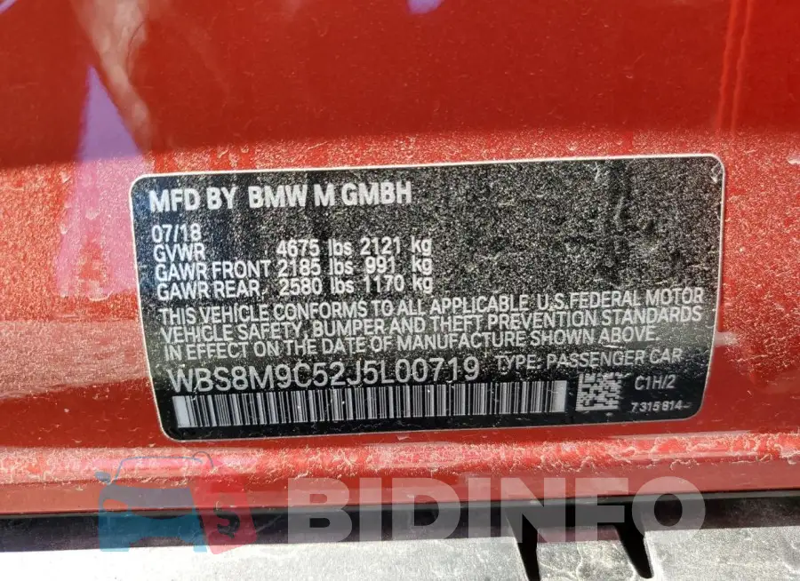 WBS8M9C52J5L00719 Photo# 12