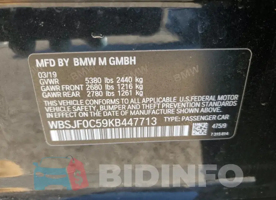 WBSJF0C59KB447713 Photo# 12