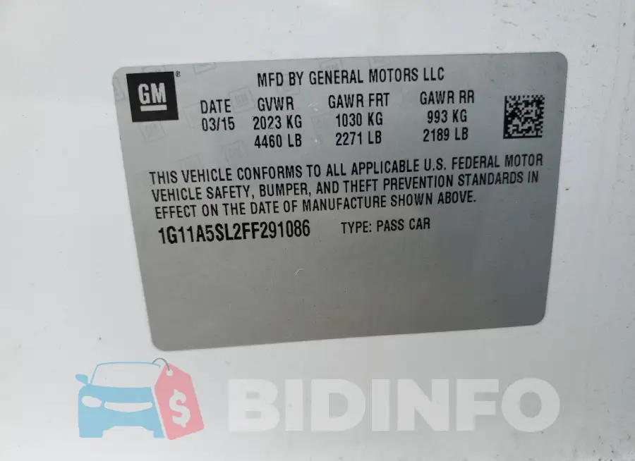 1G11A5SL2FF291086 Photo# 12