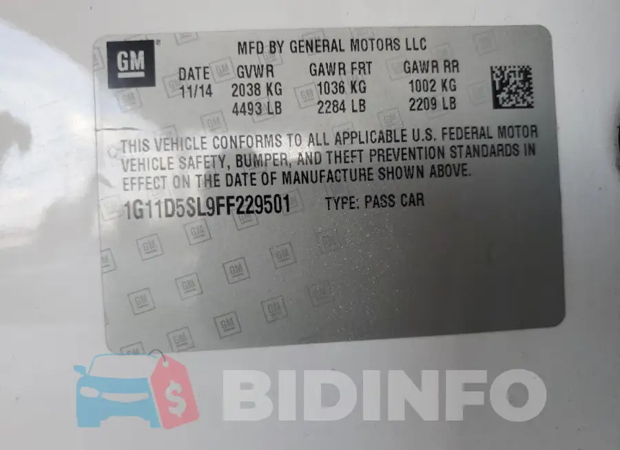 1G11D5SL9FF229501 Photo# 12