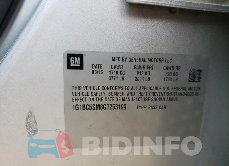 1G1BC5SM8G7253199 Photo# 12