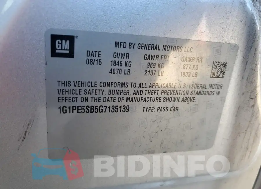 1G1PE5SB5G7135139 Photo# 12