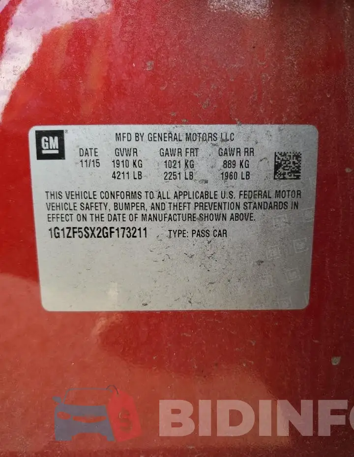 1G1ZF5SX2GF173211 Photo# 12