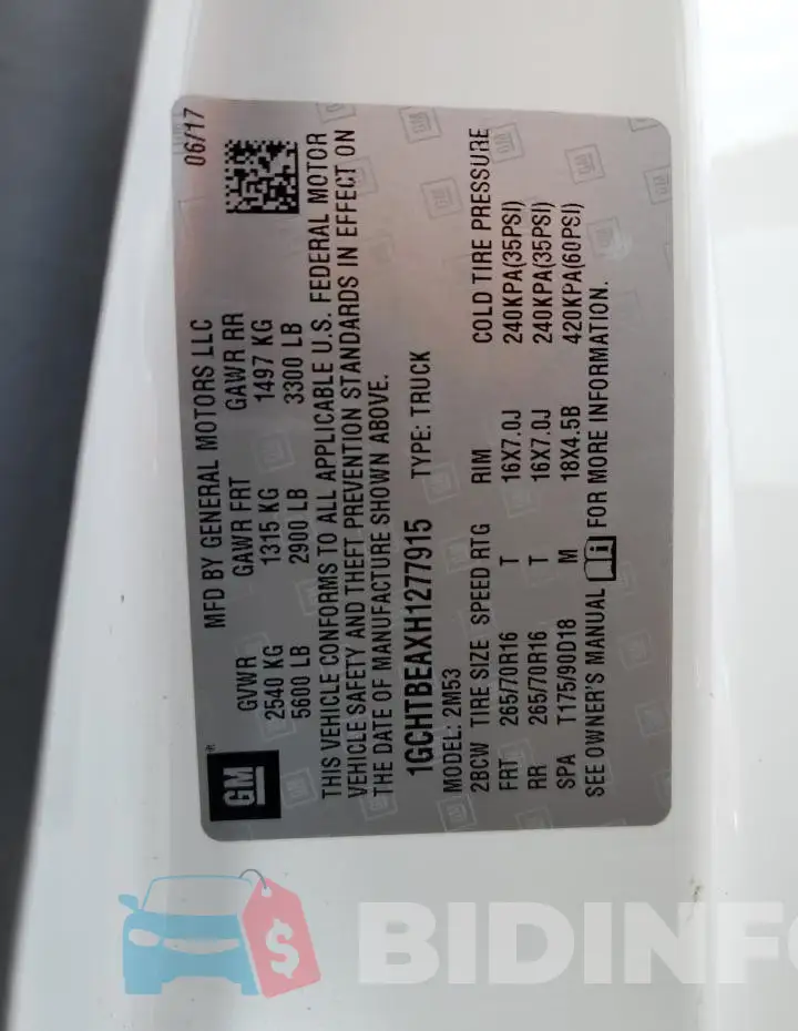 1GCHTBEAXH1277915 Photo# 12