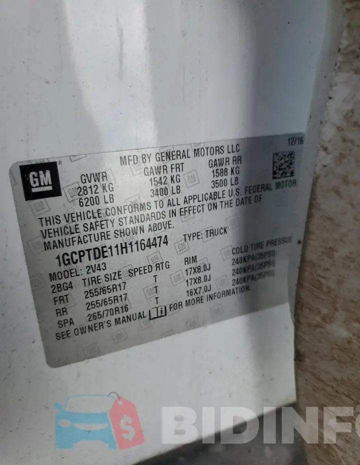 1GCPTDE11H1164474 Photo# 12