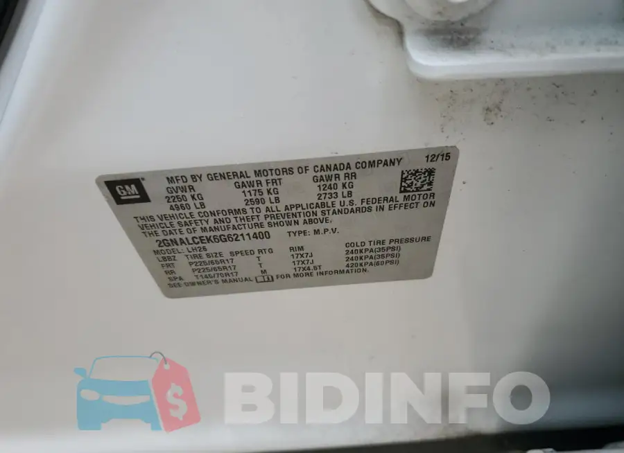 2GNALCEK6G6211400 Photo# 13