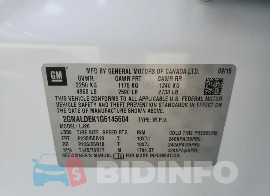2GNALDEK1G6145604 Photo# 14