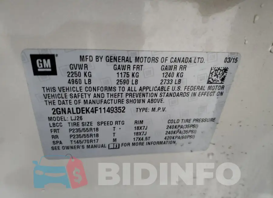 2GNALDEK4F1149352 Photo# 11