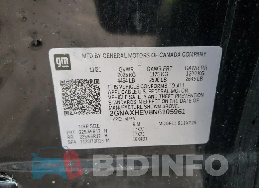 2GNAXHEV8N6105961 Photo# 13