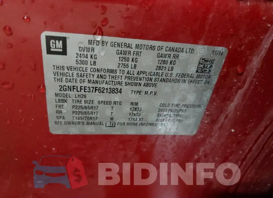 2GNFLFE37F6213834 Photo# 12