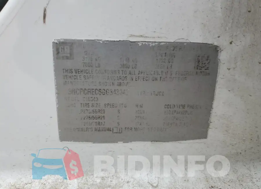 3GCPCREC6GG343043 Photo# 12