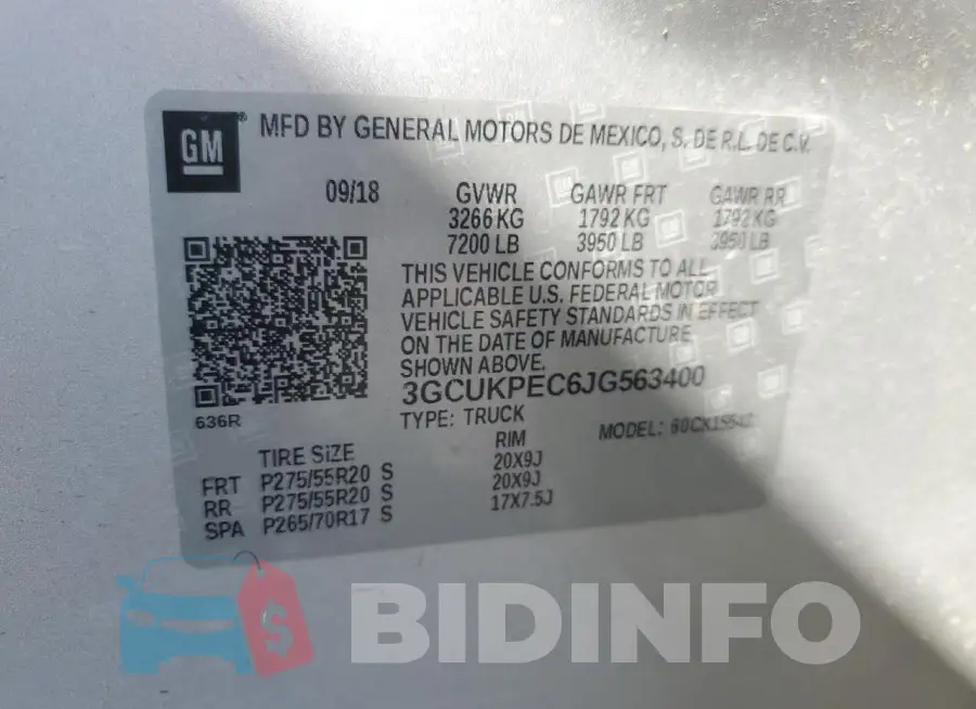 3GCUKPEC6JG563400 Photo# 12