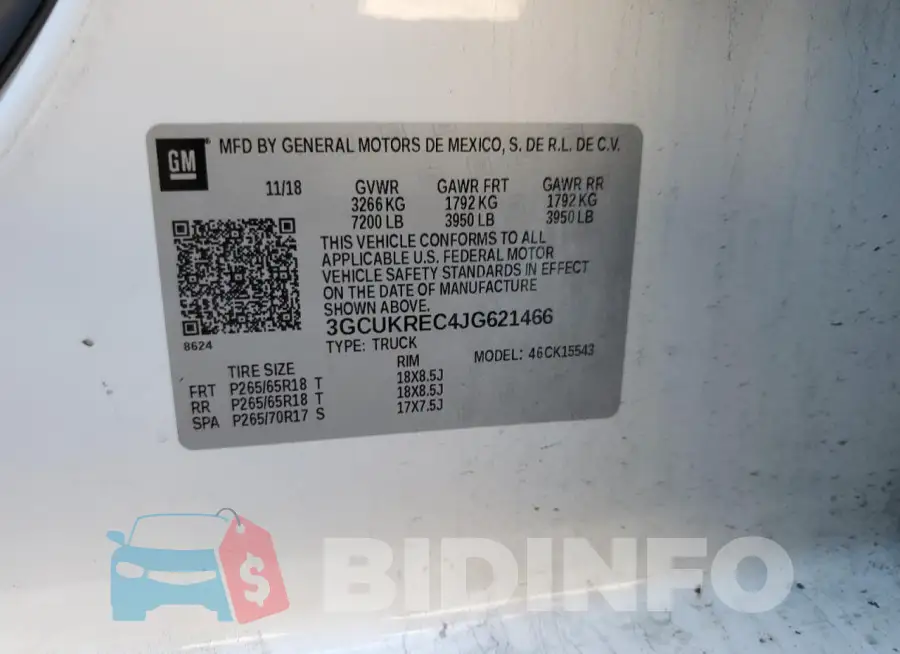 3GCUKREC4JG621466 Photo# 13