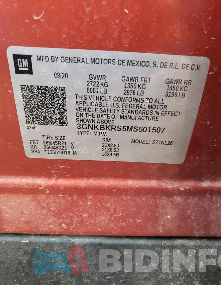 3GNKBKRS5MS501507 Photo# 13
